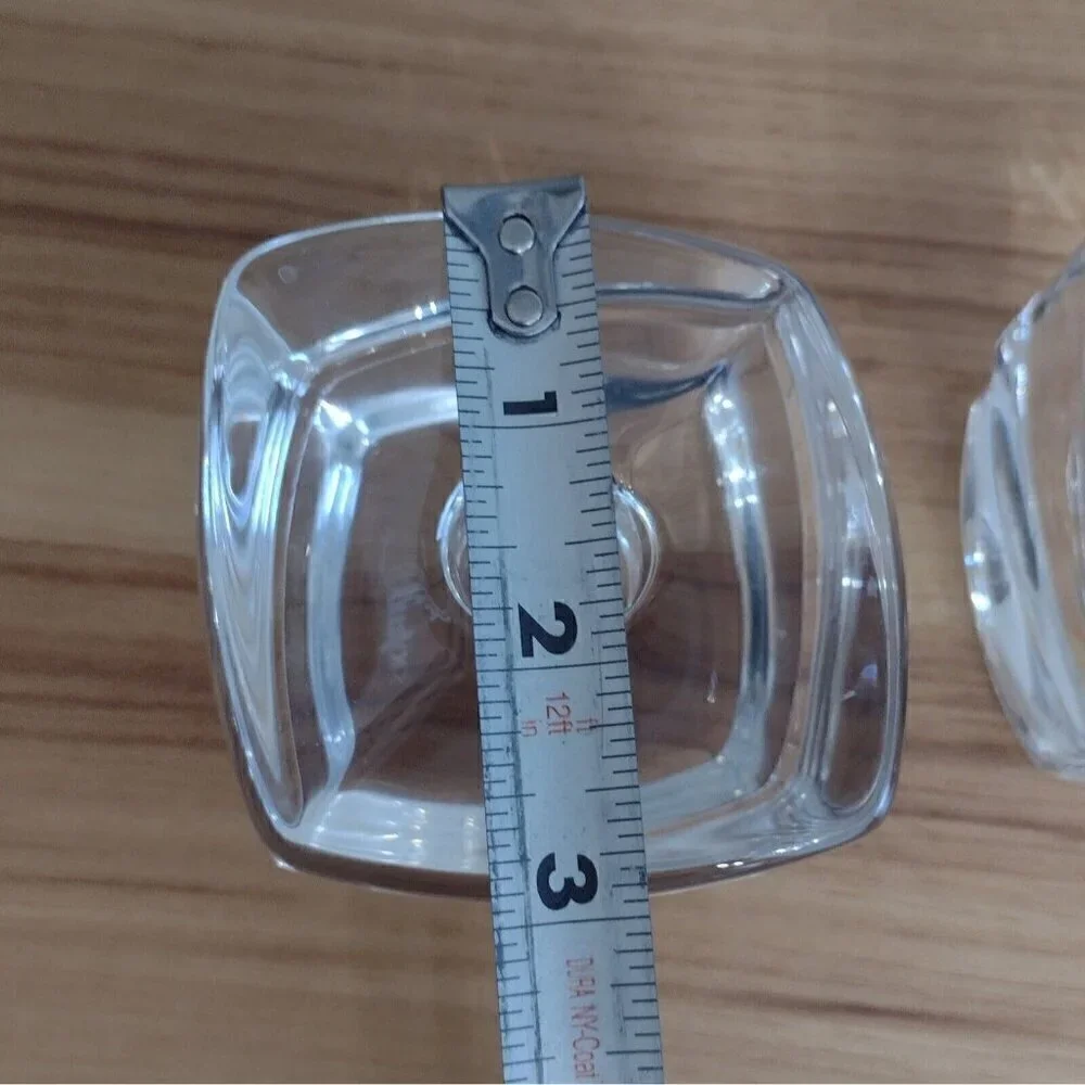 Set Of Orrefors Sweden Crystal Clear Glass Taper Candle Holders Geometric Cubes